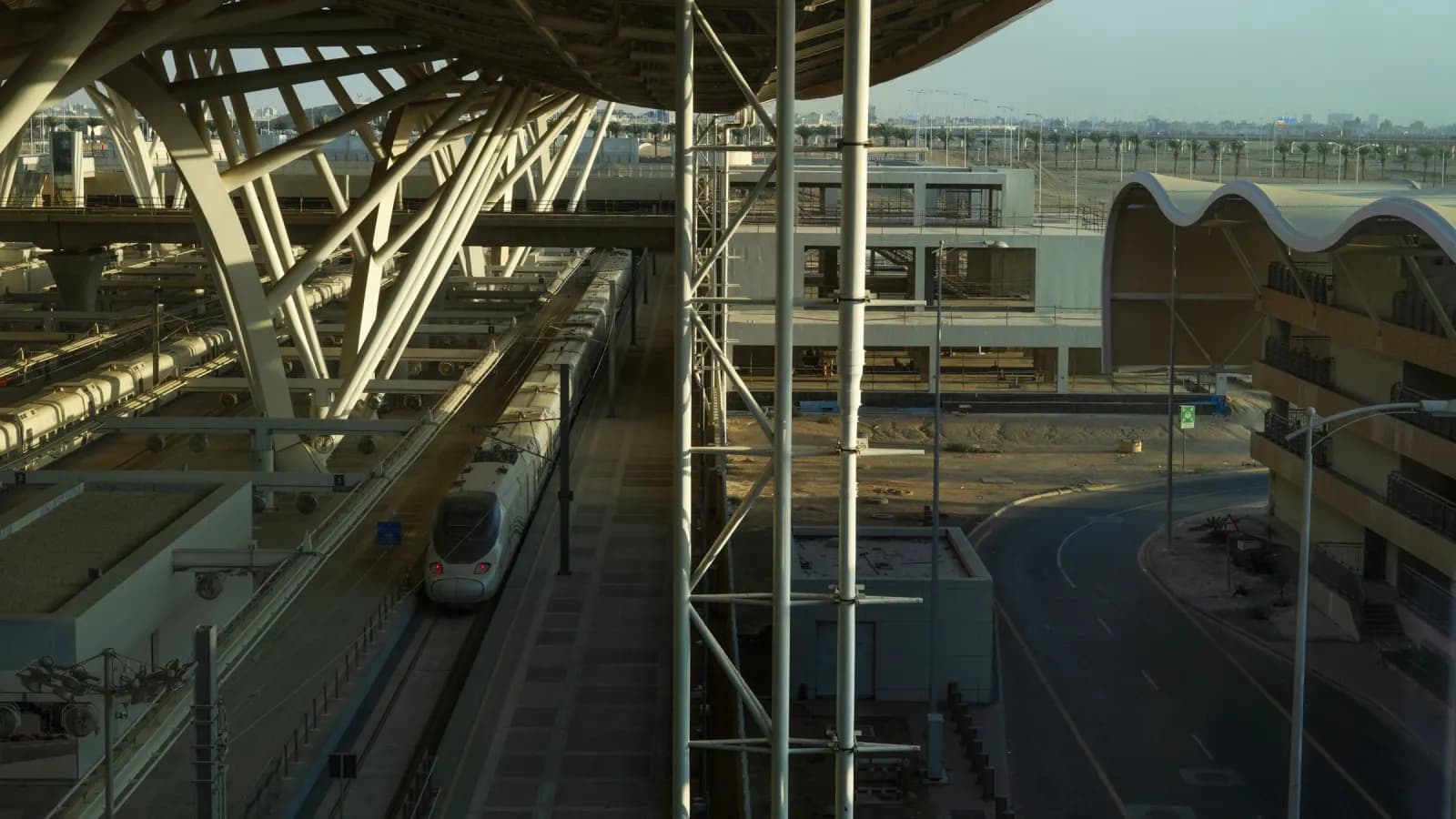 Haramain train at a modern station in Madinah