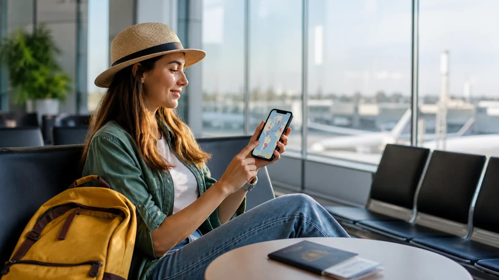 Traveler comparing country and regional eSIM coverage on a phone